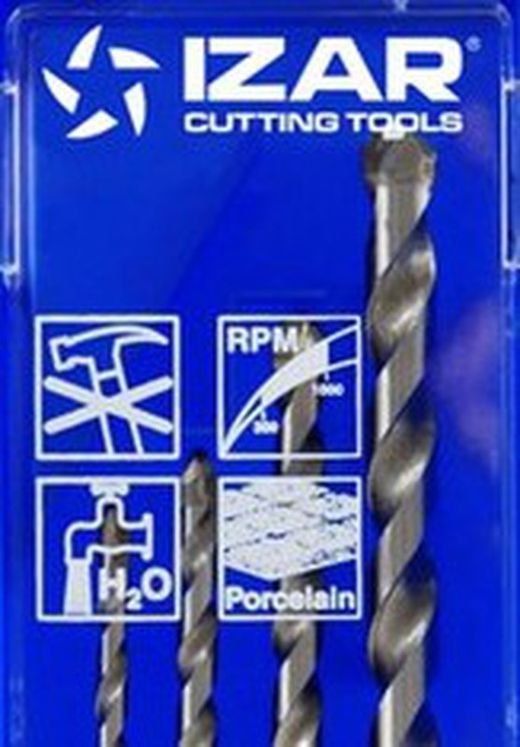 Juego de 4 Brocas Mango Cilindrico Para Porcelanico, Medidas 4 - 5 - 6 - 8 Mm, Referencia 1482