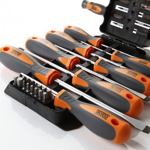 Juego Combinado De Destornilladores, Vasos Y Puntas 44 Piezas En Estuche Plástico ALYCO ORANGE, Referencia 170465