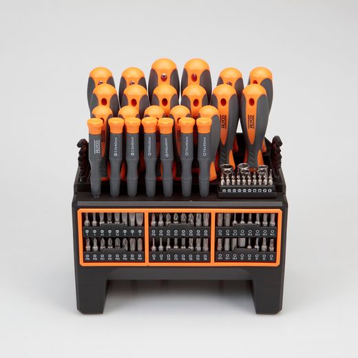 Juego combinado de destornilladores y puntas de 114 piezas con soporte ALYCO ORANGE. Referencia 170467