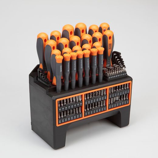 Juego combinado de destornilladores y puntas de 114 piezas con soporte ALYCO ORANGE. Referencia 170467