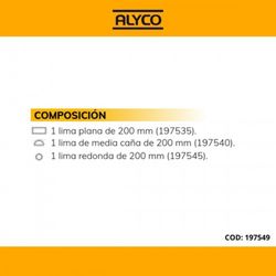 Juego De 3 Escofinas De carpintería En Estuche De Nylon ALYCO, de 200 Milimetros, Referencia 197549