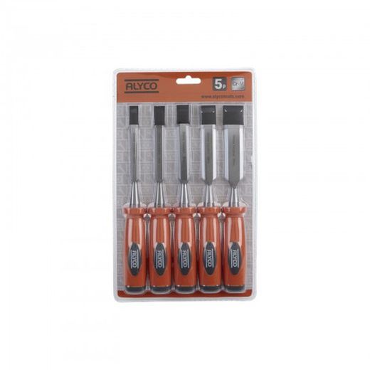 Juego De 5 Formones Mango Bicomponente En Blister ALYCO ORANGE, Referencia 171238