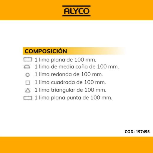 Juego De 6 Limas De 100 Mm en caja de Plástico Limas De Aguja. Referencia 197495.