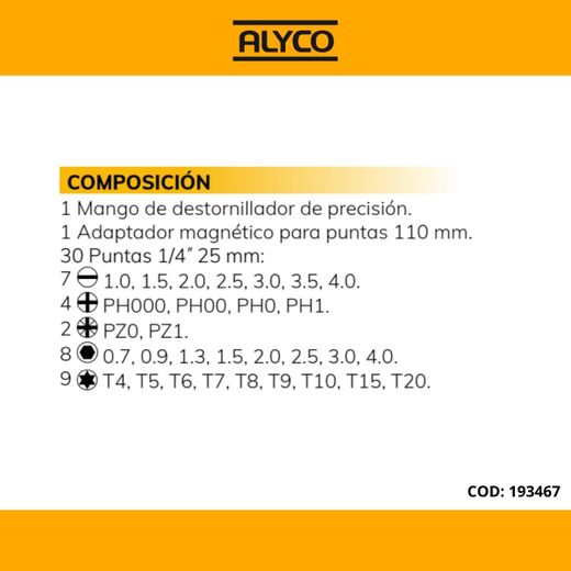 Juego Destornilladores Precision 30 En 1. Referencia 193467.