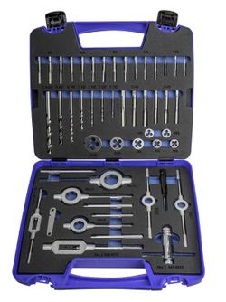 Juego de Machos y Cojinetes de Roscar a Mano, Rosca Metrica de M-3 a M-12, Referencia 3406