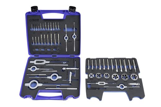Juego de Machos y Cojinetes de Roscar a Mano, Rosca Metrica de M-3 a M-12, Referencia 3406