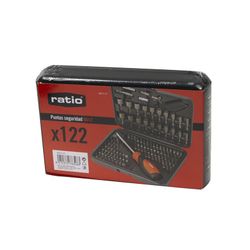 Juego puntas atornillado de seguridad RATIO 6642 122 accesorios. Puntas en acero cromo-vanadio. Referencia 6642H122
