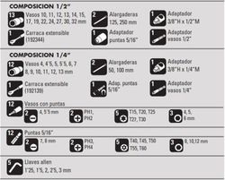 Juego de 66 piezas con llaves de vaso de 1/2" y 1/4'', carracas extensibles de 72 dientes de 1/2" y 1/4'' y diferentes accesorios Alyco