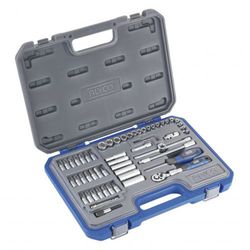 Juego de llaves de vaso de 1/4'', carraca extensible de 72 dientes y diferentes accesorios Alyco, Referencia 192187