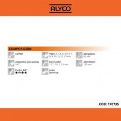 Juego Llaves De Vasos Y Accesorios 1/4" 35 Piezas ALYCO ORANGE, Referencia 170735