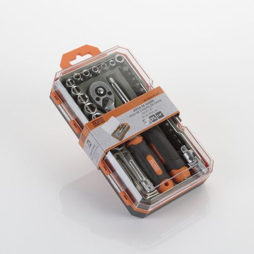 Juego Llaves De Vasos Y Accesorios 1/4" 35 Piezas ALYCO ORANGE, Referencia 170735