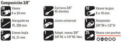 Juego De Llaves De Vaso De 3/8” Hr 61 Piezas