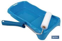 Kit de esmaltar compuesto de rodillo de espuma y cubeta | Medidas de la cubeta 16 x 31 cm | Medidas del rodillo 11 cm