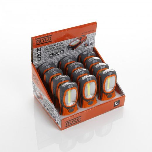 Linterna De Trabajo Bifocal Larga 3W Cob + 3 Led ALYCO ORANGE, Referencia 170957