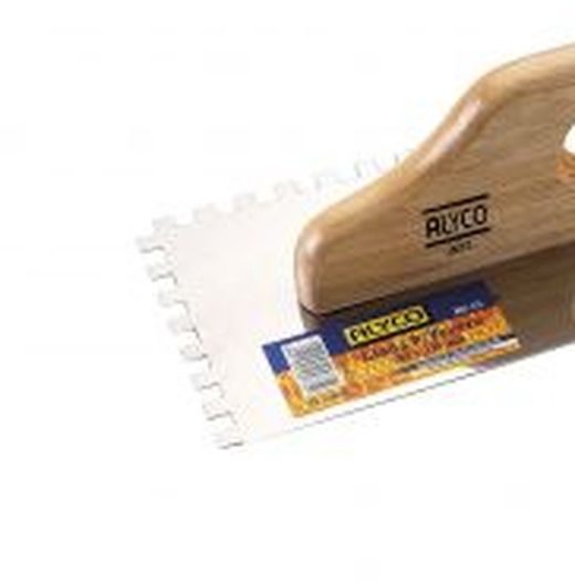 Llana Para Yesero Almenada De Acero Inoxidable Con Mango De Madera ALYCO, De 500x130, Referencia 195776