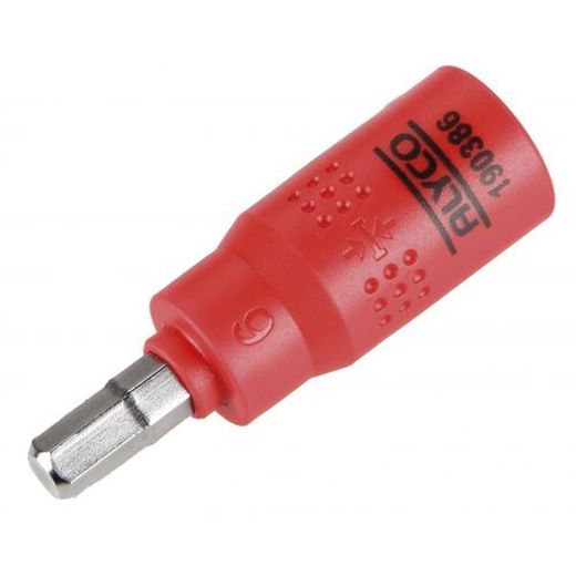 Llave de carraca con expulsor de vasos y reversor para llaves de vaso de 1/4". Con recubrimiento de goma, protección 1000V con certificado VDE. Alyco, Referencia 190390