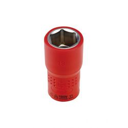 Llave de carraca con expulsor de vasos y reversor para llaves de vaso de 1/4". Con recubrimiento de goma, protección 1000V con certificado VDE. Alyco, Referencia 190390