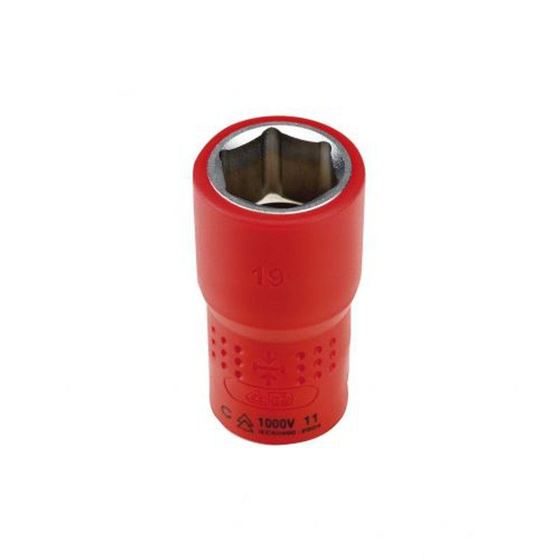 Llave de vaso aislada con boca hexagonal, para aprietes con carracas de cuadradillo 1/2” Alyco, Referencia 190308 a 190332