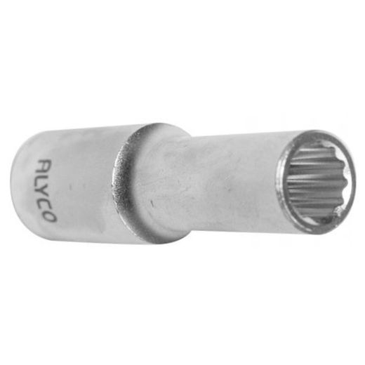 Llave de vaso Serie Larga con boca bihexagonal para aprietes con carracas de cuadradillo ½” Alyco, Referencia 190678 a 190702