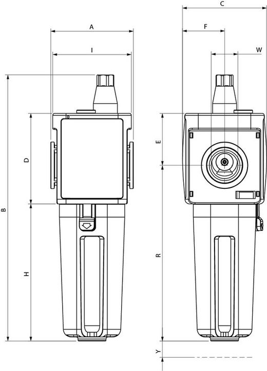 Lubricador  Neumático con Rosca 1/2, Tamaño 2, Carga de Aceite Automático a Depresión