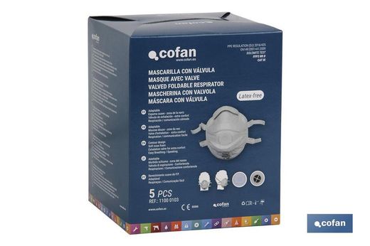 Mascarilla FFP3D | No Reutilizable | Con válvula de Exhalación | Eficiencia de Filtración superior al 94%