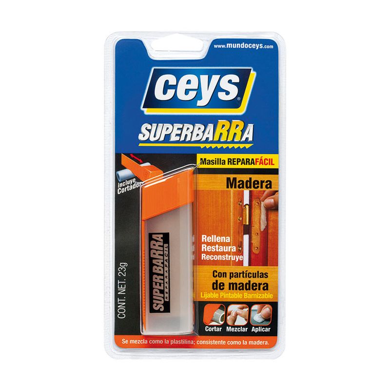 Masilla reparadora CEYS super barra madera Se presenta en una cómoda barrita de 29 g. Ref.4572B117