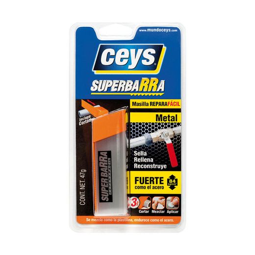 Masilla reparadora CEYS super barra metal Se presenta en una cómoda barrita de 52 g. Ref.4572B118