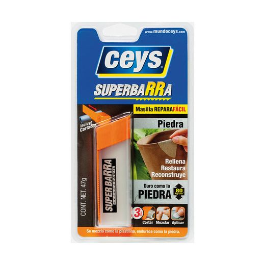 Masilla reparadora CEYS super barra piedra Se presenta en una cómoda barrita de 52 g. Ref.4572B119