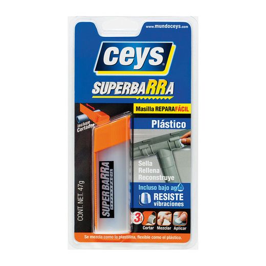 Masilla reparadora CEYS super barra plástico Se presenta en una cómoda barrita de 52 g. Ref. 4572B140