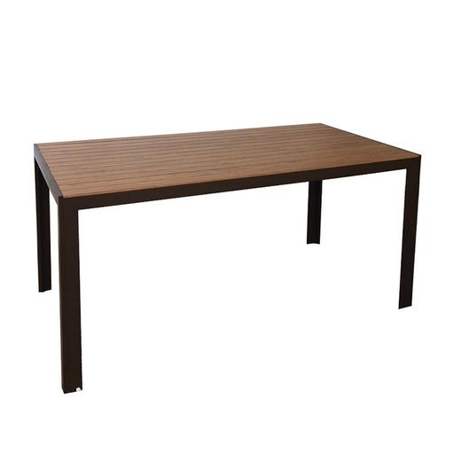 Mesa jardín serie Orlando Superficie de aluminio imitación madera. Ref. 8704N196