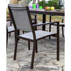 Mesa jardín serie Orlando Superficie de aluminio imitación madera. Ref. 8704N196