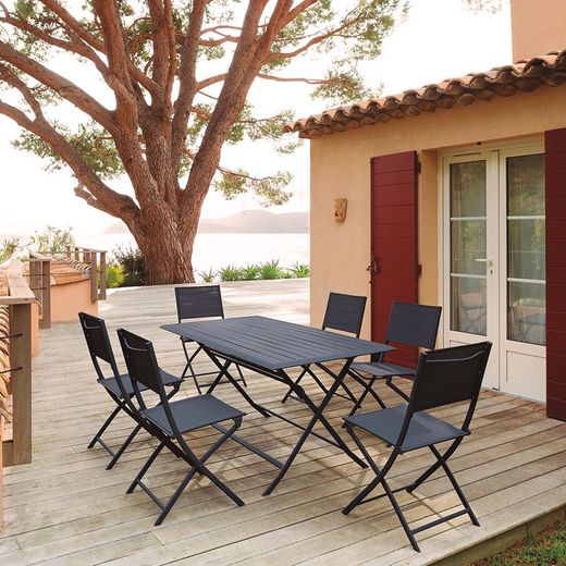 Mesa rectangular plegable Azúa- modula Grafito 150 x 80 x h. 71 cm. Ref. 8704N408