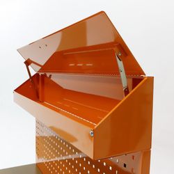 Mesa De Trabajo Metálica Con 3 Cajones, Panel Y Almacén Superior ALYCO ORANGE, Referencia 170798