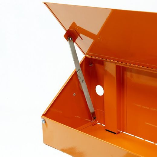 Mesa De Trabajo Metálica Con 3 Cajones, Panel Y Almacén Superior ALYCO ORANGE, Referencia 170798