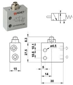 Microvalvula M-5, 3/2 Puntal Monoestable Norm. Abierta
