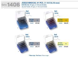 Juego De Brocas Mango Cilindrico, Mini-Cabinet De 1 A 10 X 0.10 mm, 91 Brocas, Din338n Ref. 1406
