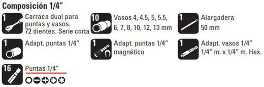 Mini Juego De Llaves De Vaso De 1/4” 31 Piezas Hr