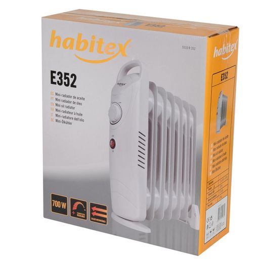 Mini radiador de aceite E352 HABITEX 700 W y 1000 W Termostato regulable. Ref. 9310R352-9310R362