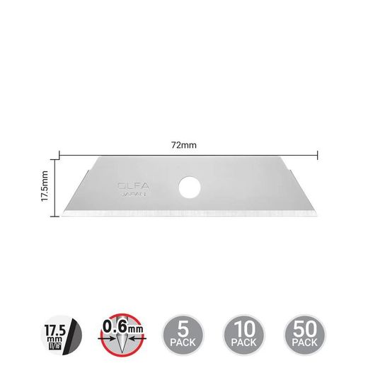 Hoja de seguridad de doble filo Olfa Skb-2/5b - Cuchilla Trapez. 72 X 17,5 Mm.