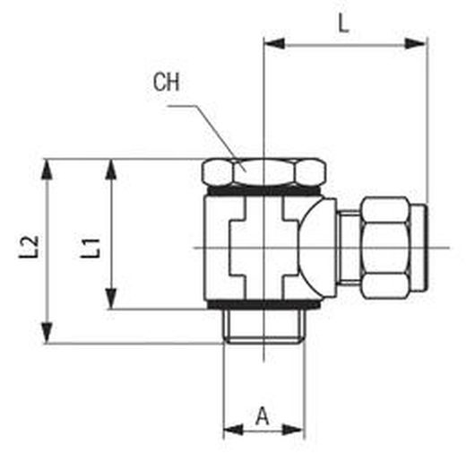 Racor Orientable Completo Simple Universal, Tubo de 4 a 22, Rosca de 1/8 a 3/4, Referencia 13550