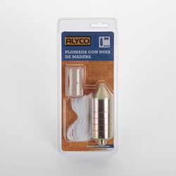 Plomada de acero con Nuez de Madera y cordón de nylon de 5 mm. Alyco. Referencia 197932.