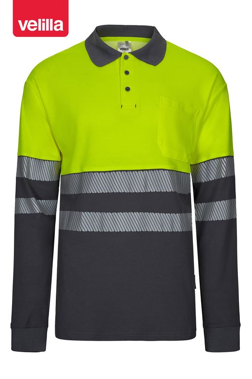 Polo algodón bicolor manga larga cinta segmentada. Ref. 305545