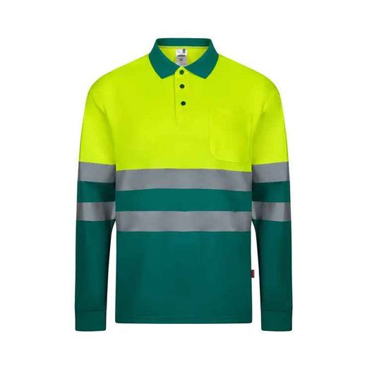 Polo Av Bicolor Manga Larga Amarillo Flúor Referencia 305507-70.
