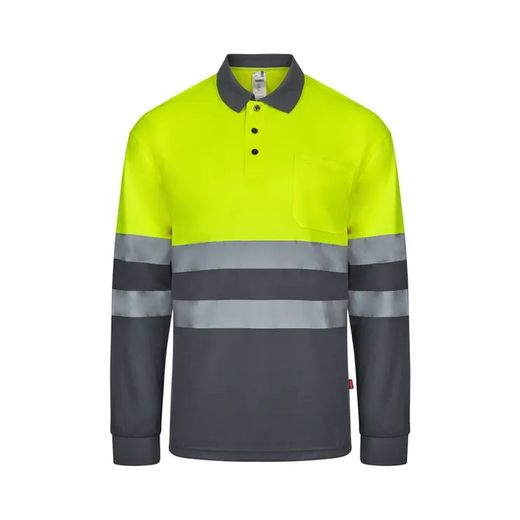 Polo Av Bicolor Manga Larga Amarillo Flúor Referencia 305507-70.