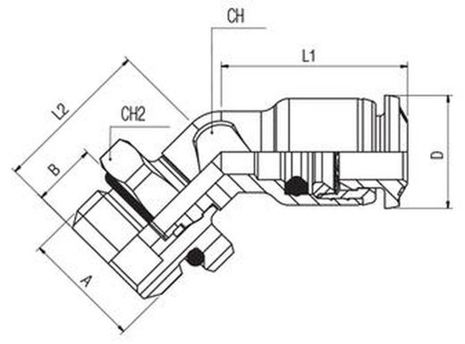 Racor A 45ºOrientable Macho Cilindrico