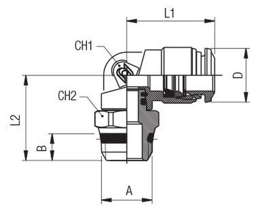 Racor A L Orientable Macho (Short)