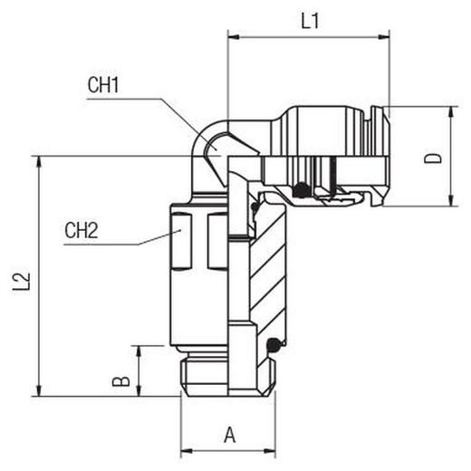 Racor A L Orientable Prolongado Con Macho Cilindrico.