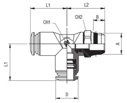 Racor A T Orientable Macho Lateral (Short)