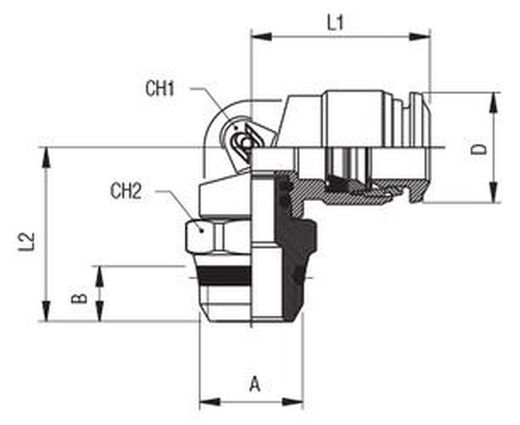 Racor L Orientable Macho (Short)