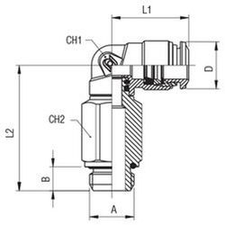Racor L Orientable Prolongado Macho Cilindrico.